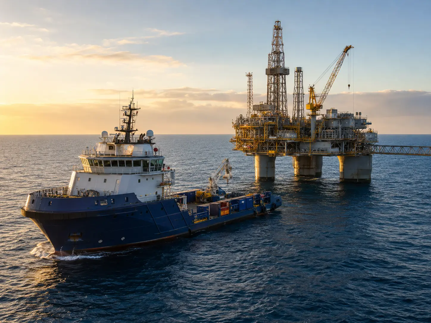 Offshore support vessel working near an energy platform